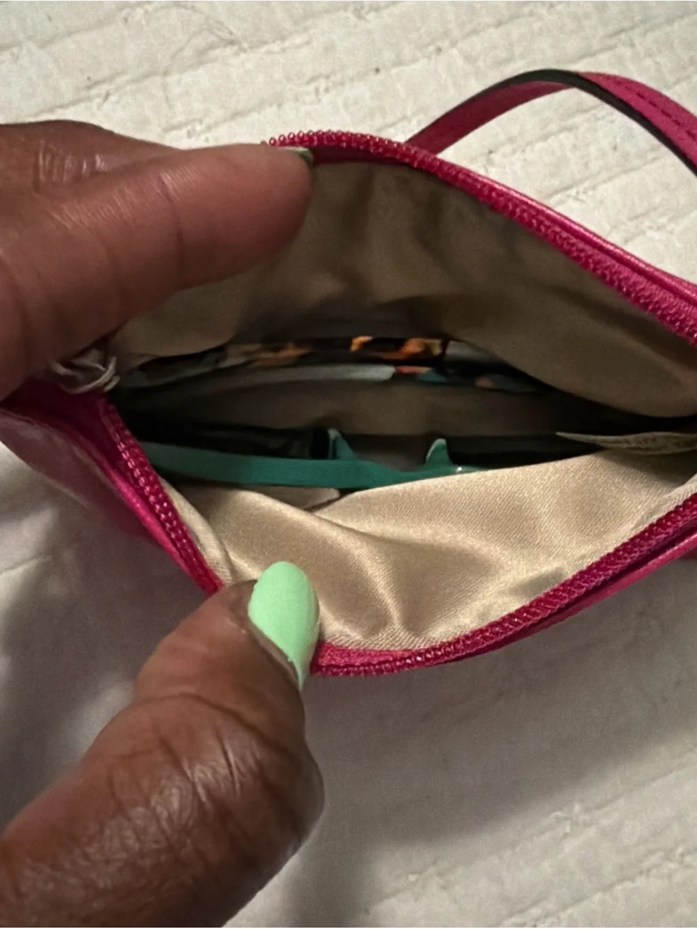 Leather COACH Hot Pink Fushia Wristlet Zip close 6